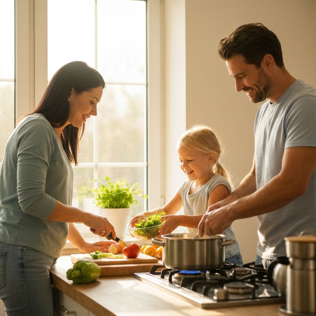 Family cooking healthy meals with Xtrema